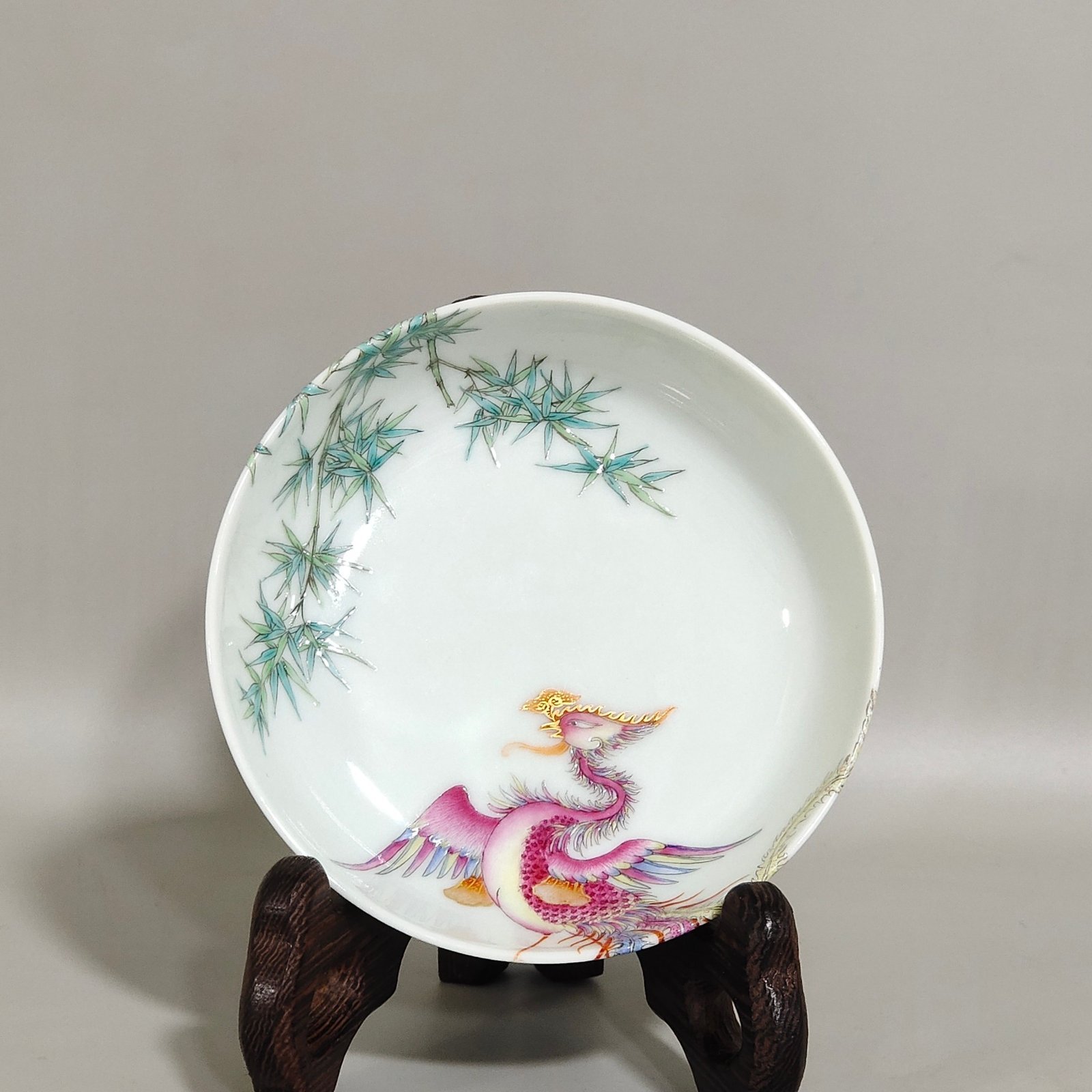 Qing Dynasty Yongzheng Phoenix bamboo dish