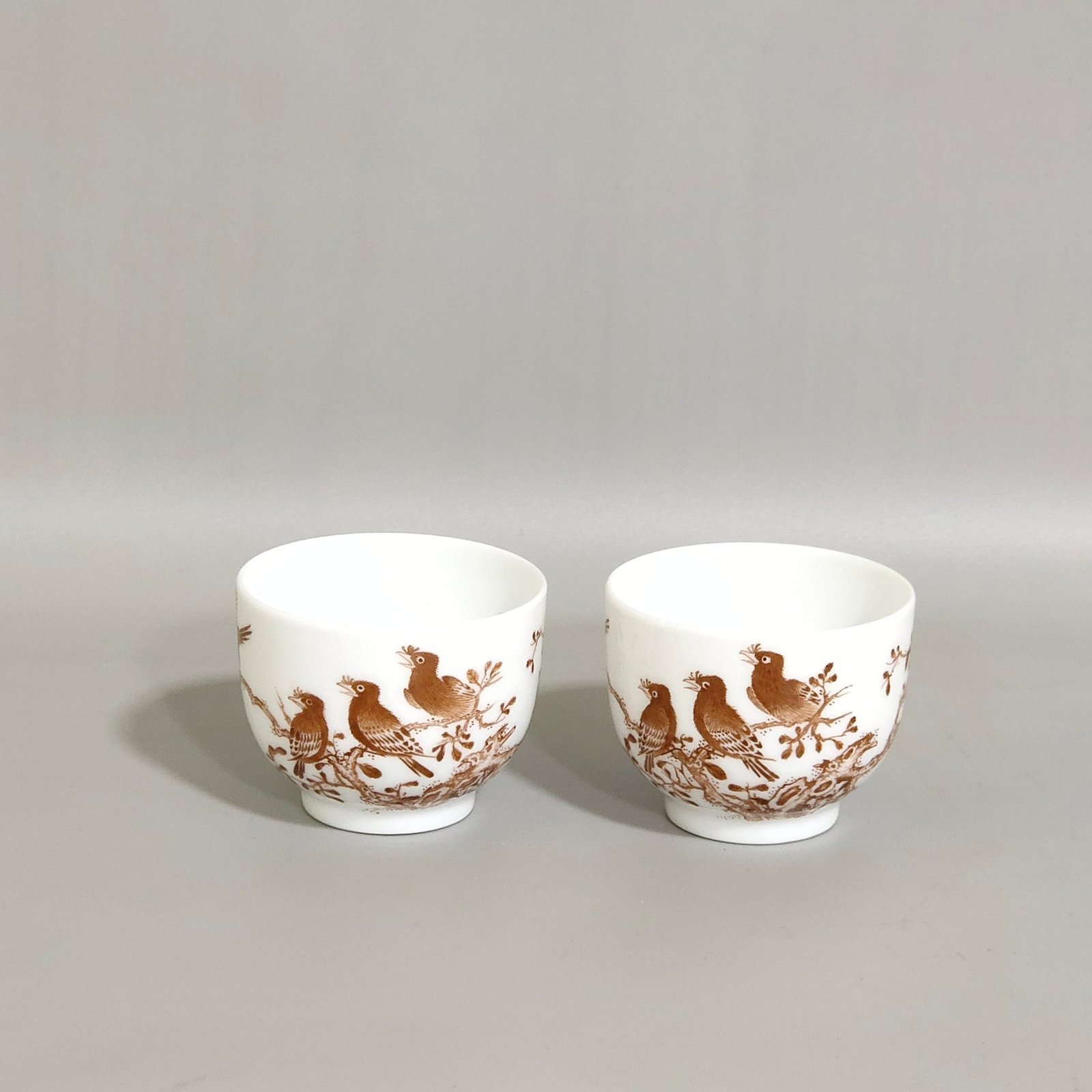 Qing Dynasty Yongzheng ink color flower and bird poem cup