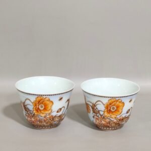 Qing Dynasty Yongzheng ink color poppy cup with poems