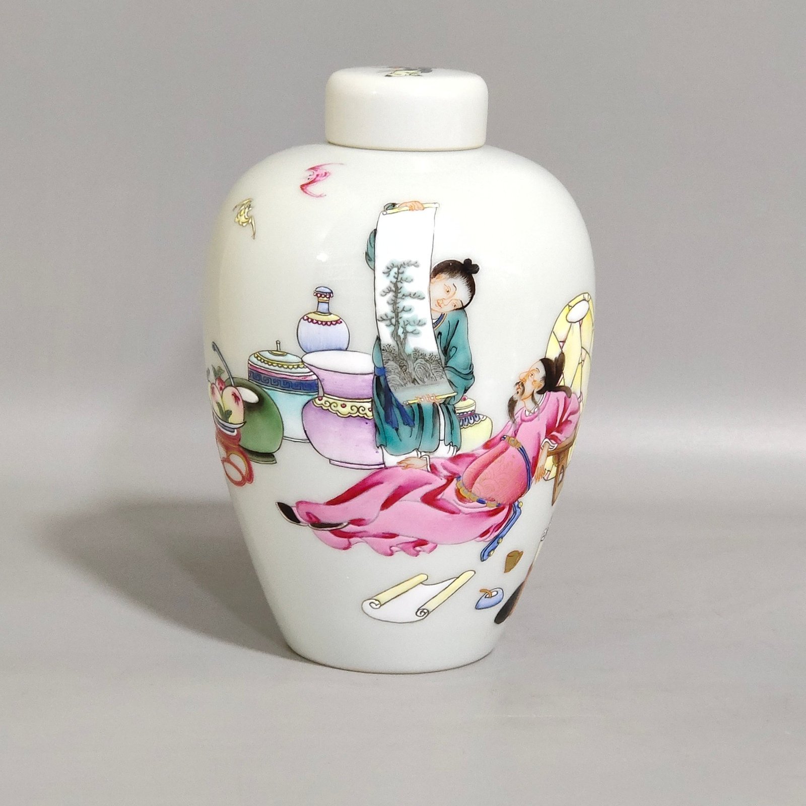 Qing Dynasty Yongzheng Taibai drunken poem inscribed tea can