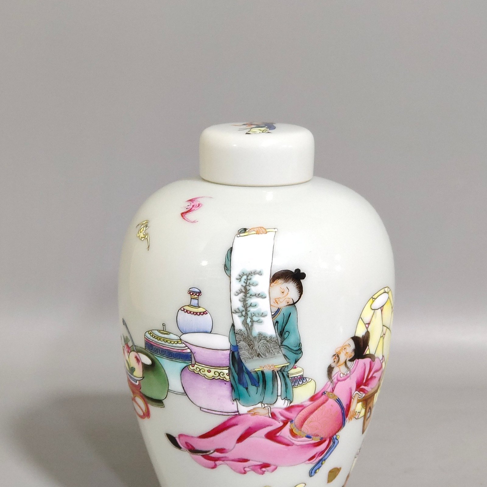 Qing Dynasty Yongzheng Taibai drunken poem inscribed tea can