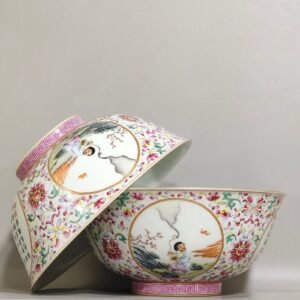 Qing Dynasty Yongzheng Window Poetic Bowl with Characters and Stories