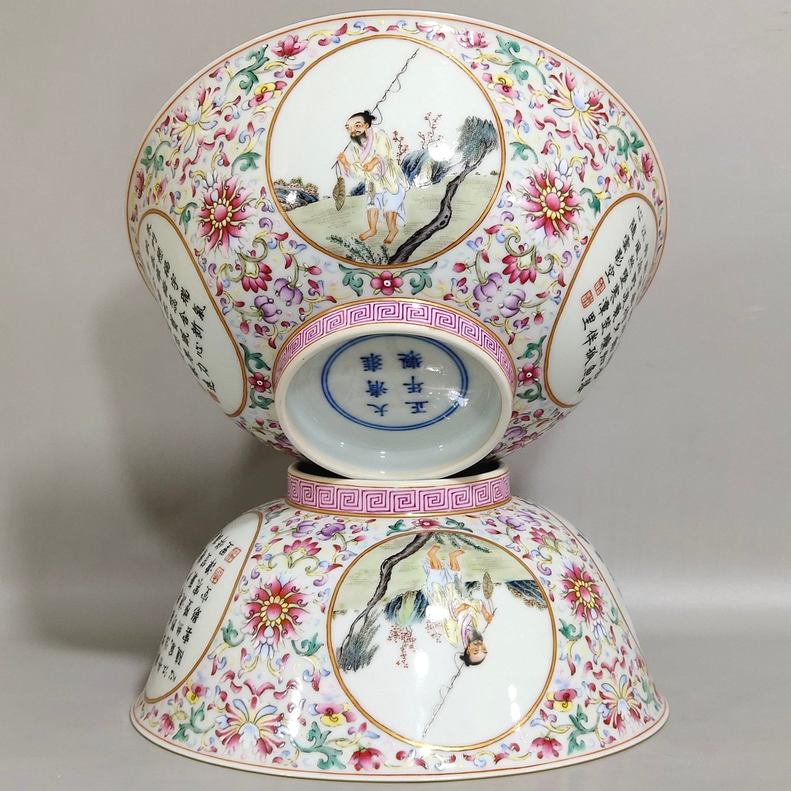 Qing Dynasty Yongzheng Window Poetic Bowl with Characters and Stories