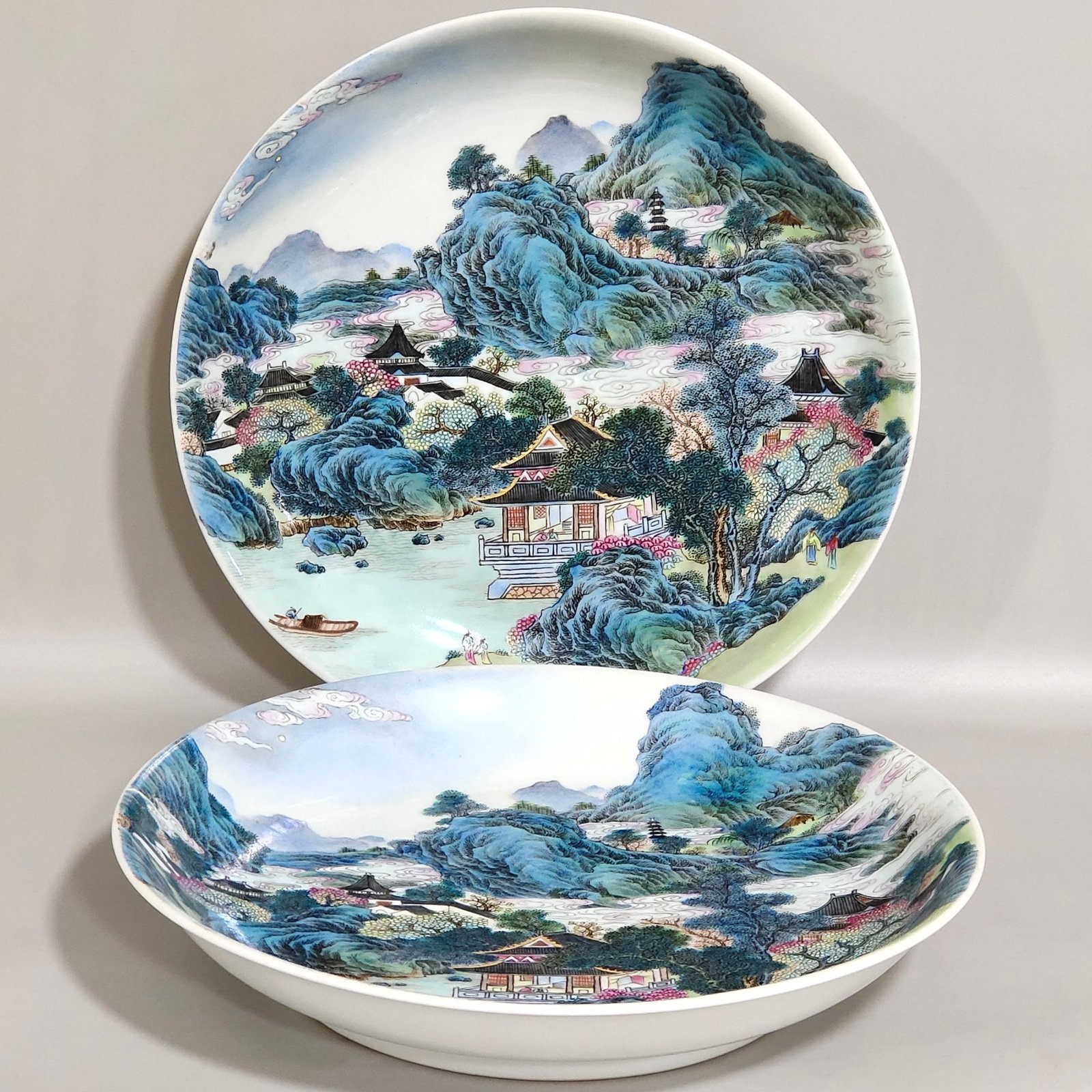 Qing Dynasty Yongzheng landscape panorama plate