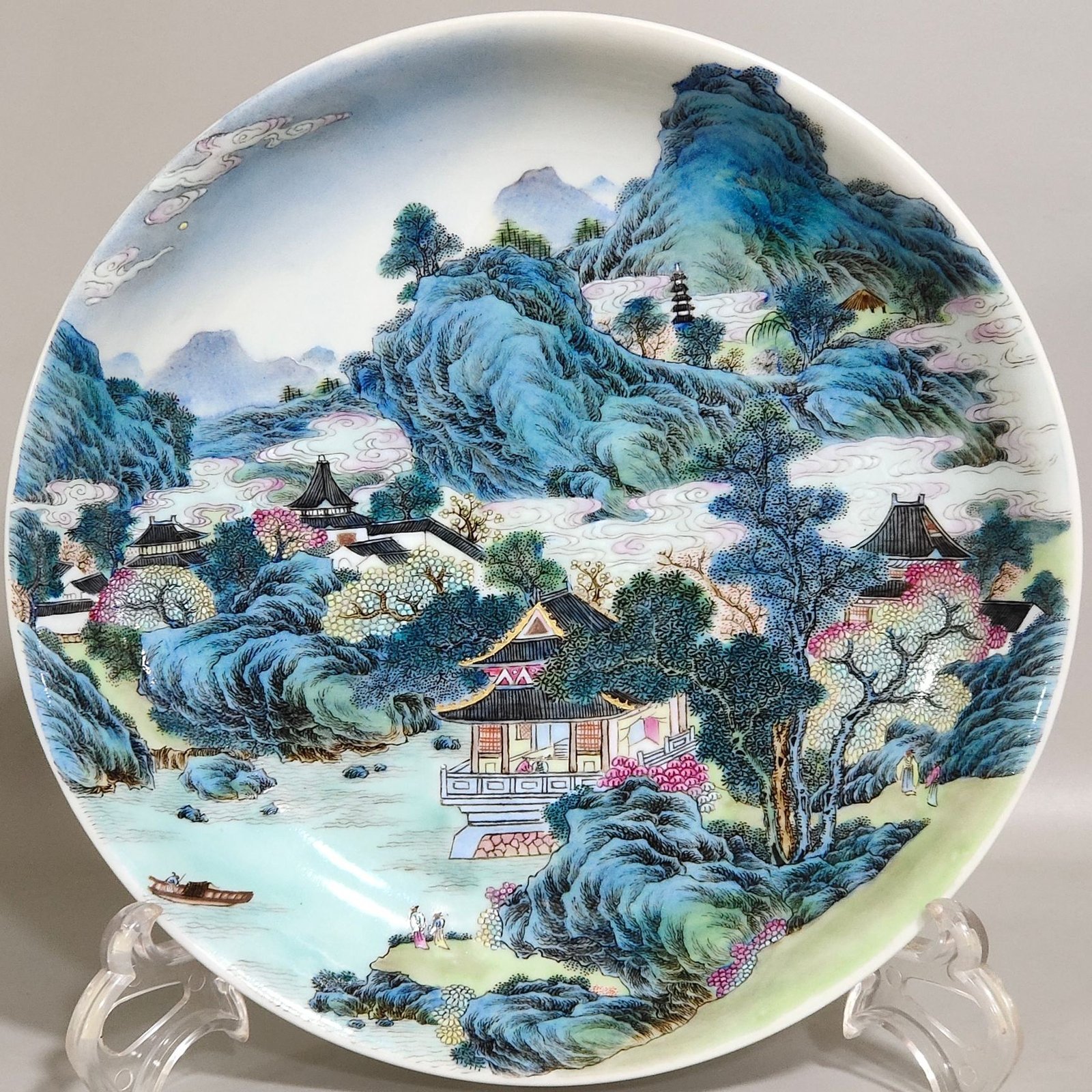 Qing Dynasty Yongzheng landscape panorama plate