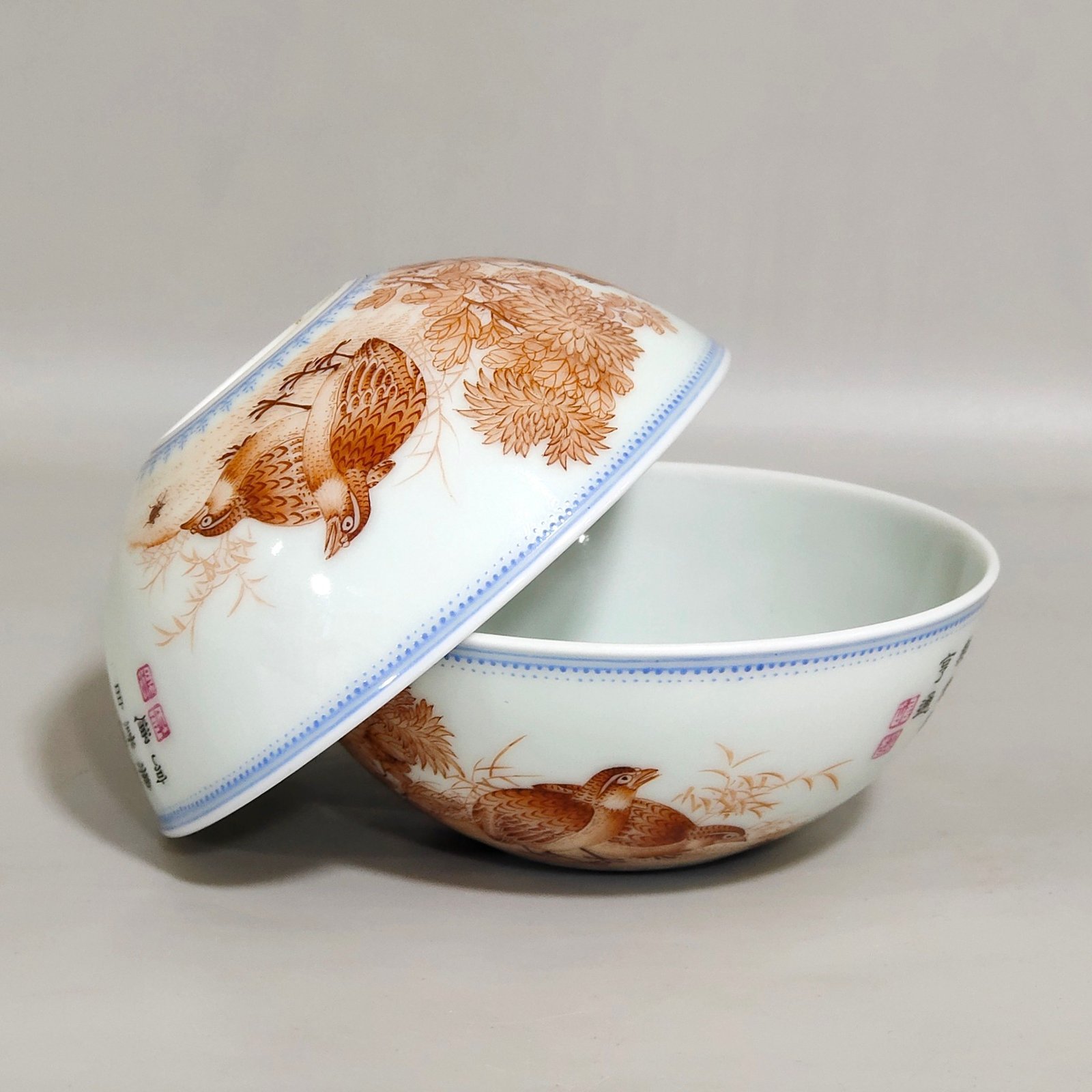 Qing Dynasty Yongzheng imperial ink color tea round with poems and poems