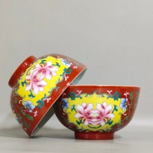 Qing Dynasty Yongzheng Coral red windowed flower bowl