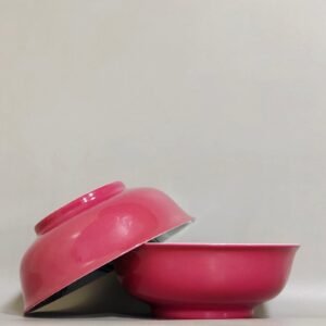 Qing Dynasty Yongzheng A rouge-red bowl with a picture of a godchild on the inside