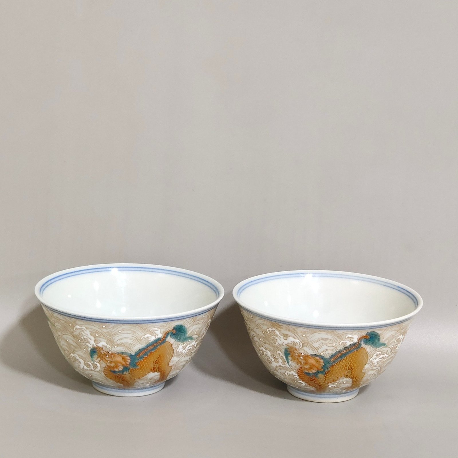 Qing Dynasty Yongzheng Qilin cup with golden sea pattern