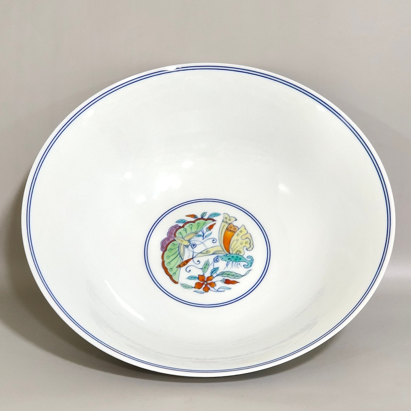 Qing Dynasty Yongzheng Doucai Tuanhua four-season flower bamboo hat bowl