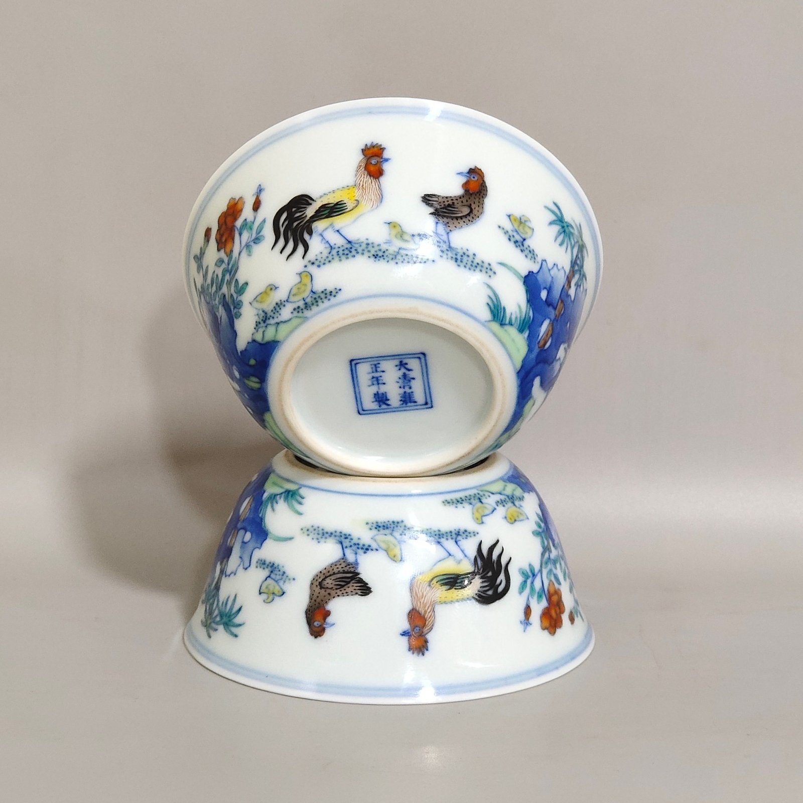 Qing Dynasty Yongzheng doucai chicken cup