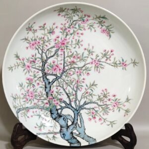 Qing Dynasty Yongzheng Peach Blossom Branch Poetry Plate