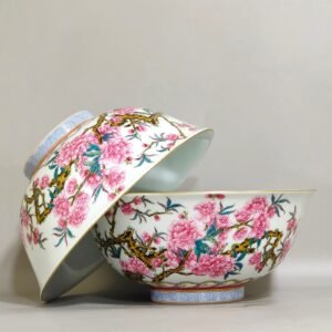 Qing Dynasty Yongzheng peach blossom poetry bowl