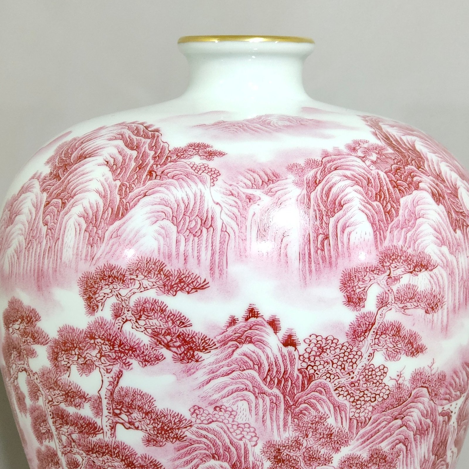 Qing Dynasty Yongzheng agate red landscape poetry plum vase