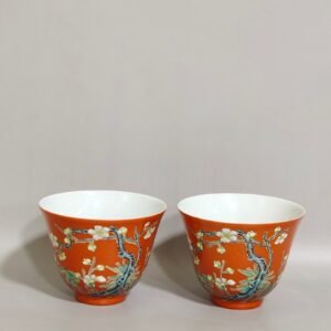 Qing Dynasty Yongzheng Coral Red Plum Blossom Cup