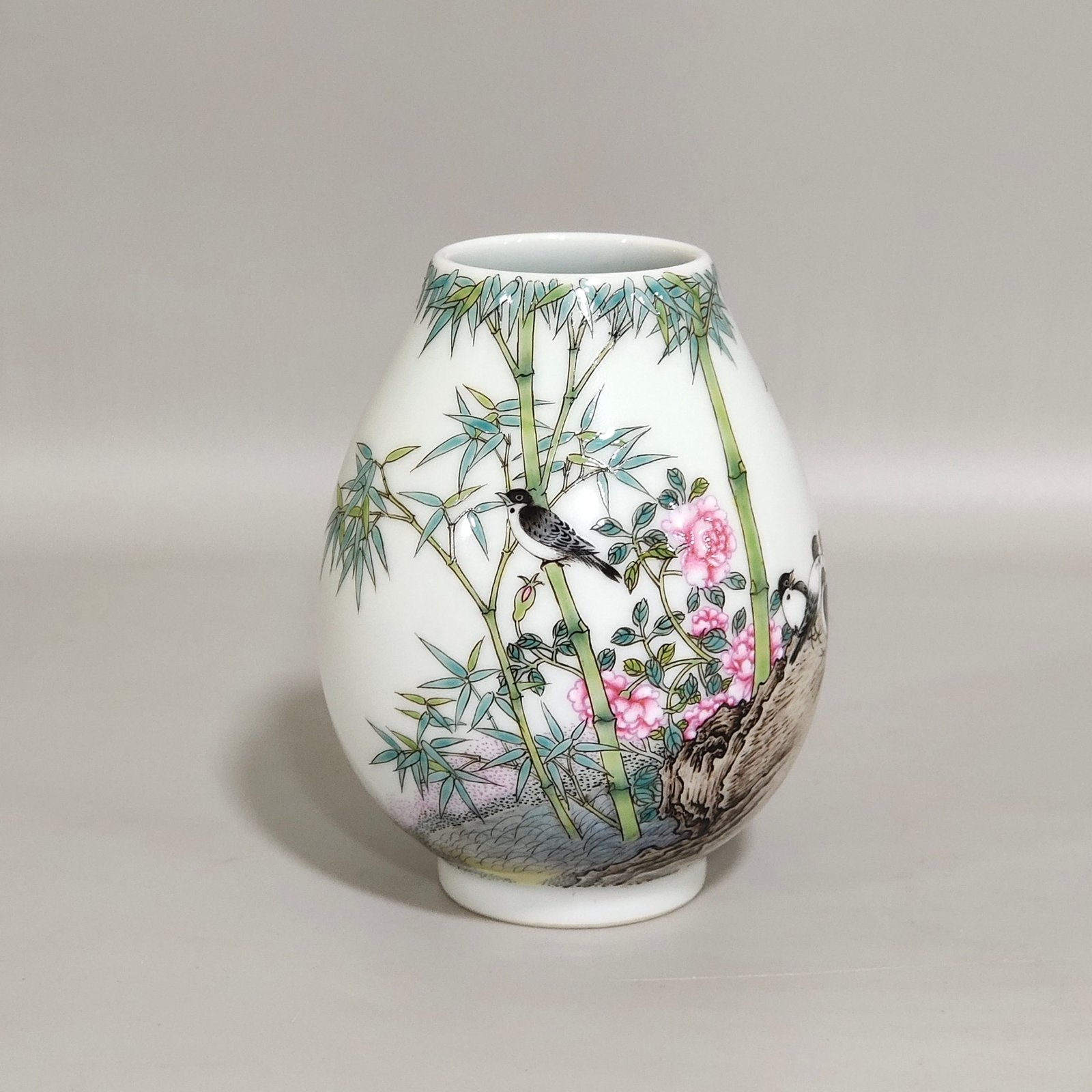 Qing Dynasty Yongzheng Bamboo Bird Poem Water Bowl