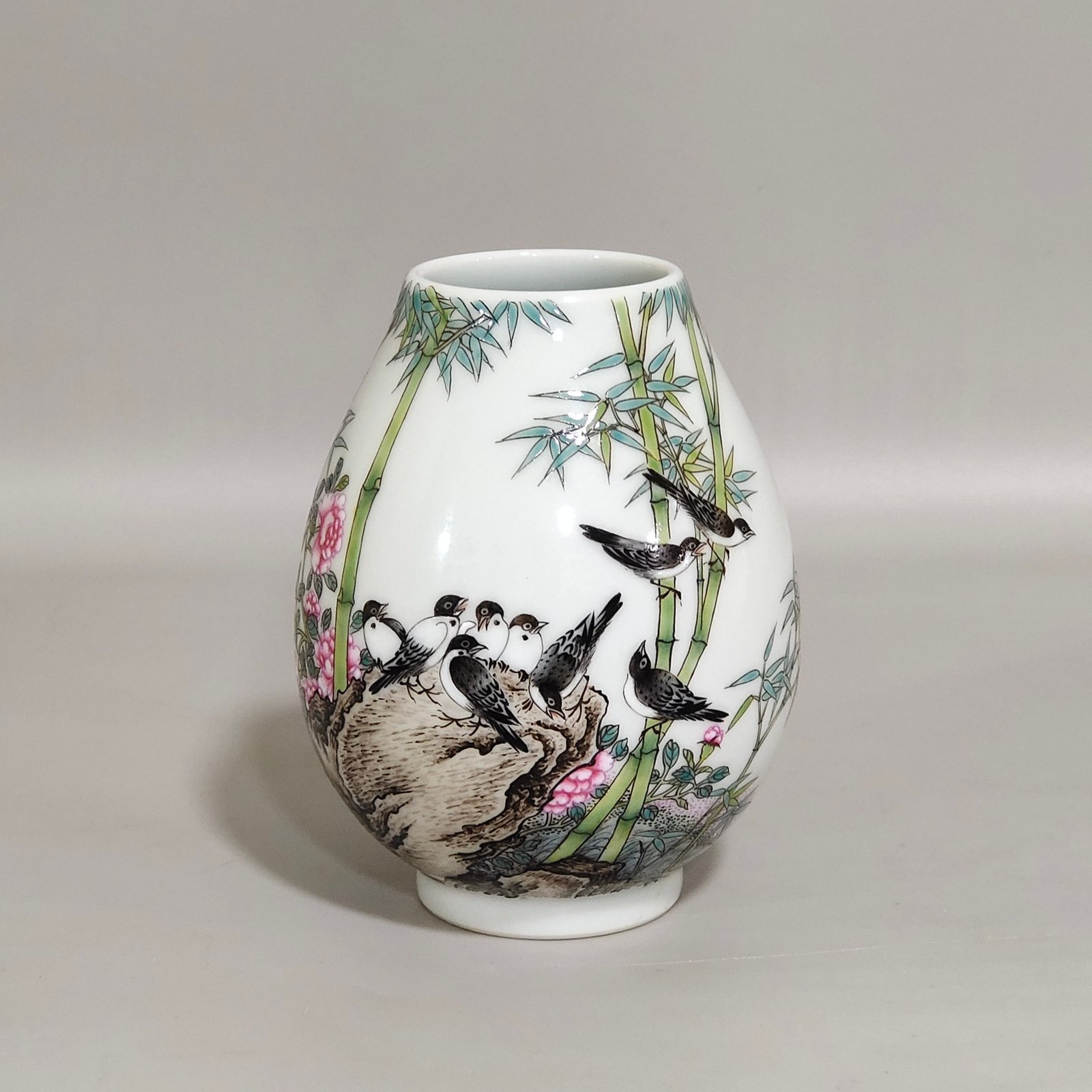 Qing Dynasty Yongzheng Bamboo Bird Poem Water Bowl