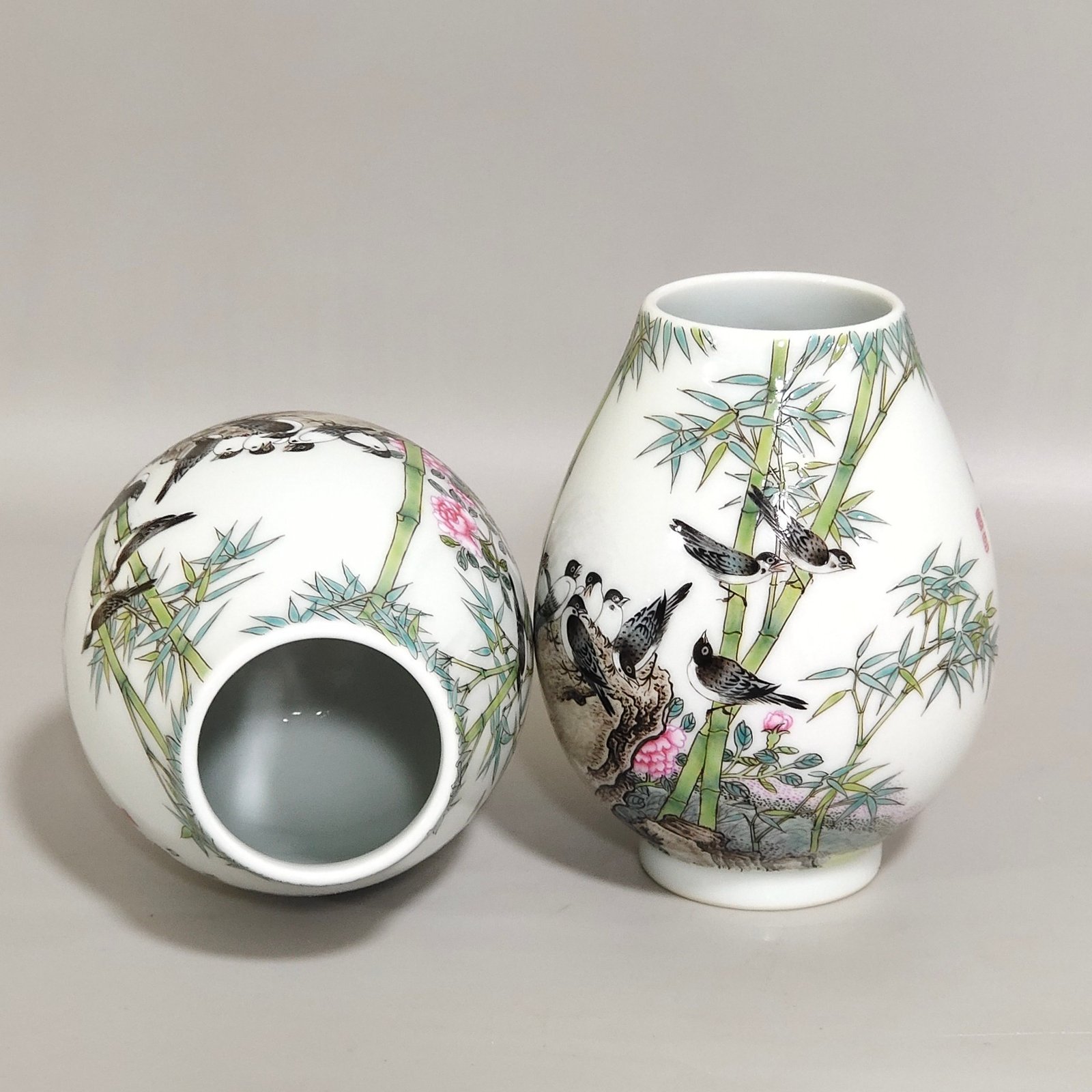 Qing Dynasty Yongzheng Bamboo Bird Poem Water Bowl
