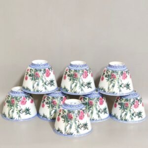 Qing Dynasty Yongzheng green bamboo border and rose flower poem cup