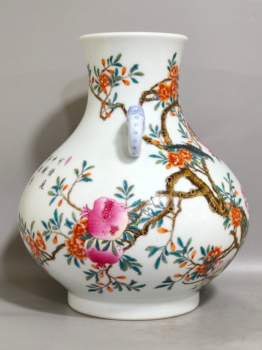 Qing Dynasty Yongzheng flower bird elephant and ear statue