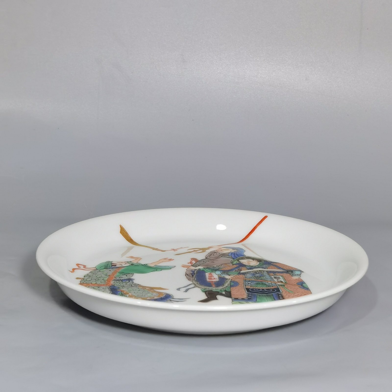 Qing Dynasty Kangxi Wen Xin Zhai Colorful Water Margin Character Story Plate