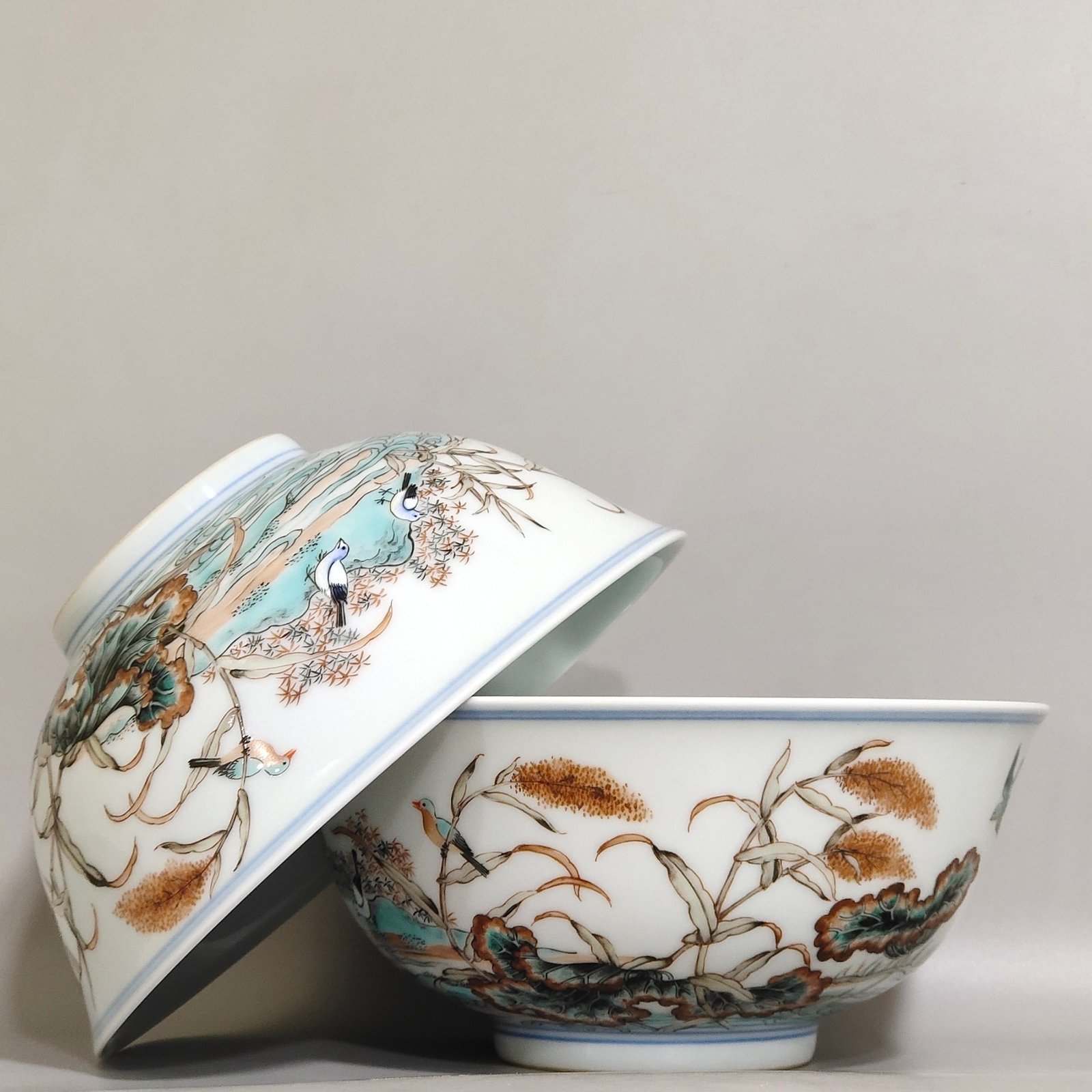 Qing Dynasty Yongzheng A colorful lotus pond and mandarin duck bowl