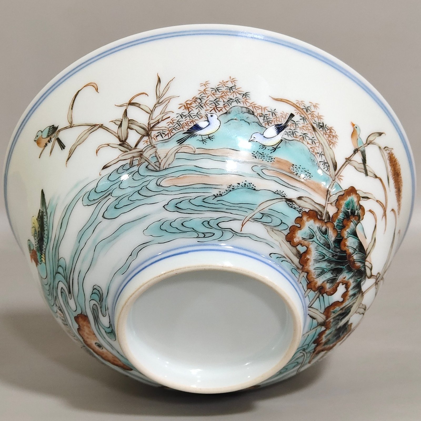 Qing Dynasty Yongzheng A colorful lotus pond and mandarin duck bowl