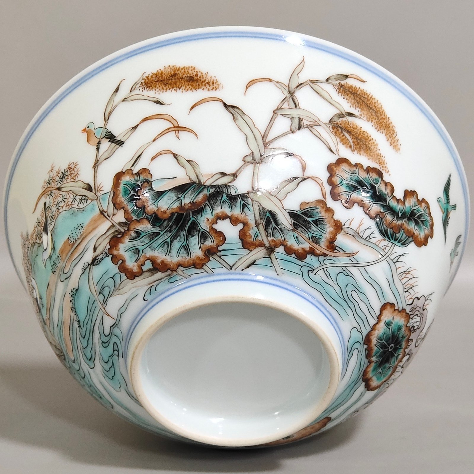 Qing Dynasty Yongzheng A colorful lotus pond and mandarin duck bowl