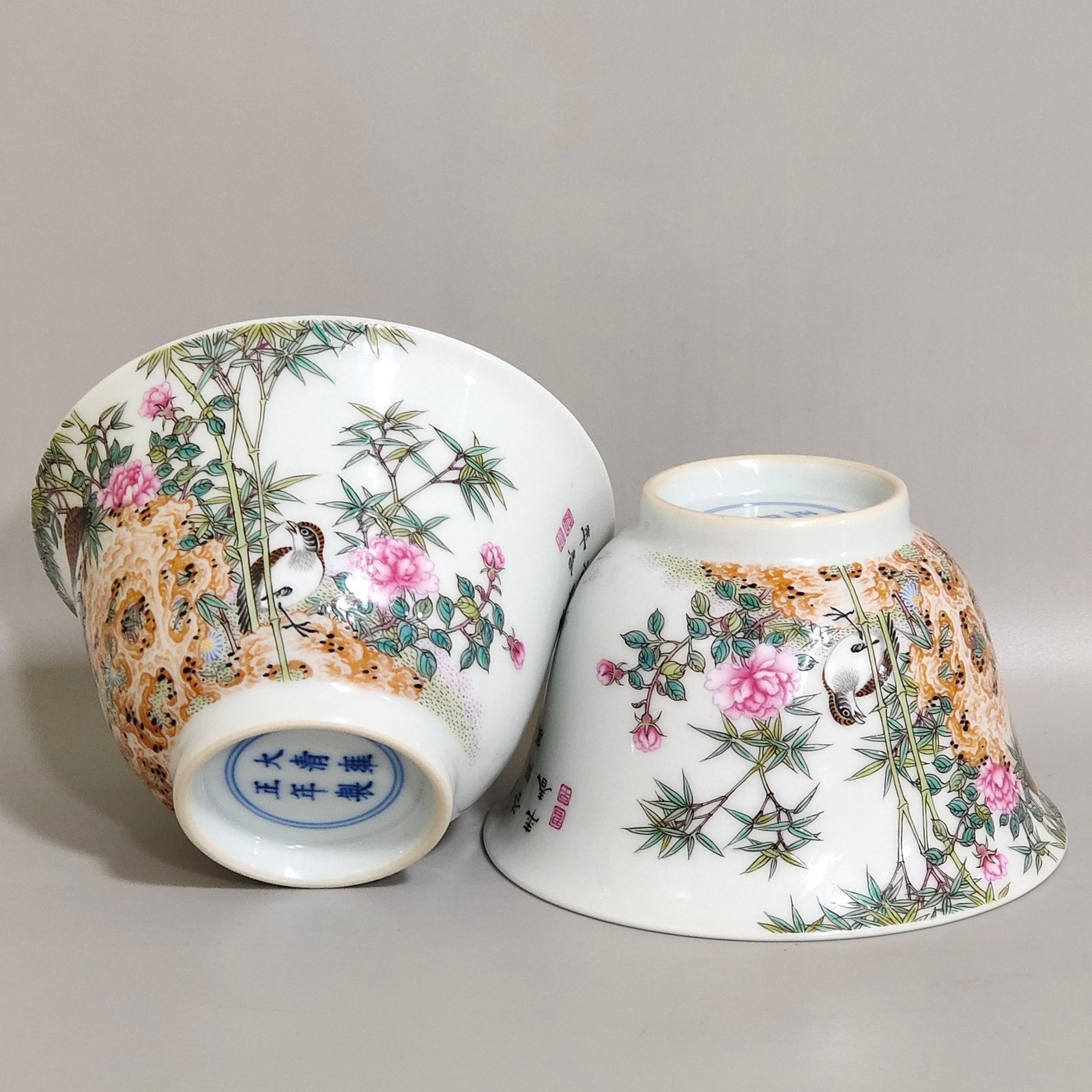 Qing Dynasty Yongzheng Stone Sparrow Poetry Cup