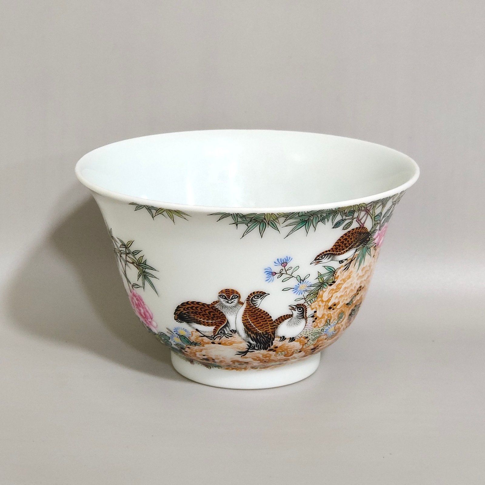 Qing Dynasty Yongzheng Stone Sparrow Poetry Cup