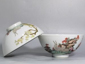 Qing Dynasty Yongzheng famille rose kaitai bowl with three sheep