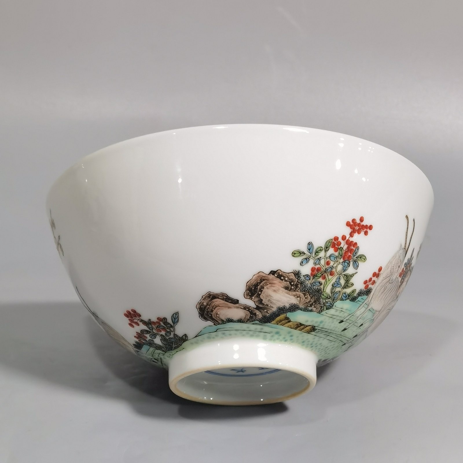 Qing Dynasty Yongzheng famille rose kaitai bowl with three sheep