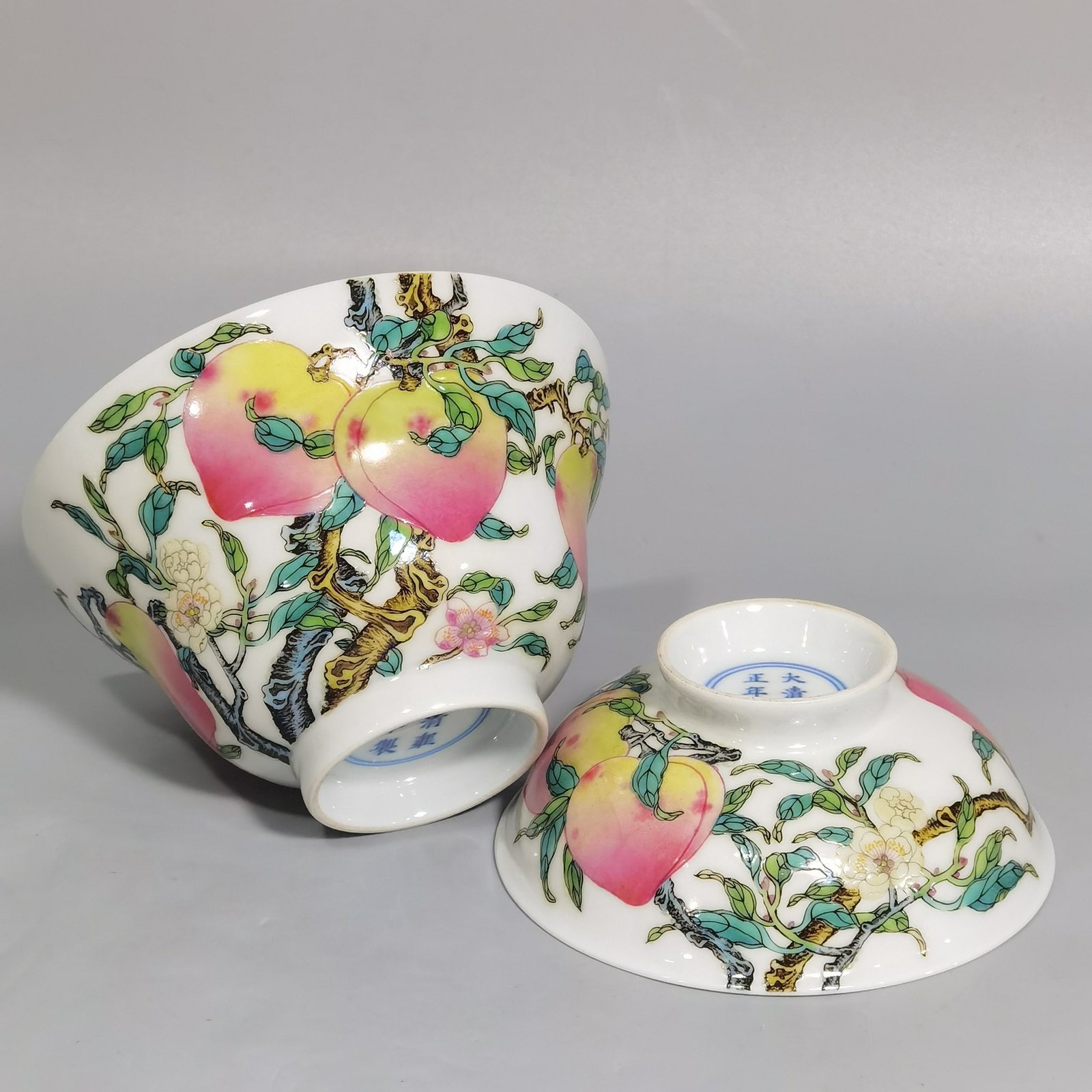 Qing Dynasty Yongzheng Pastel eight peach and five blessing patterns