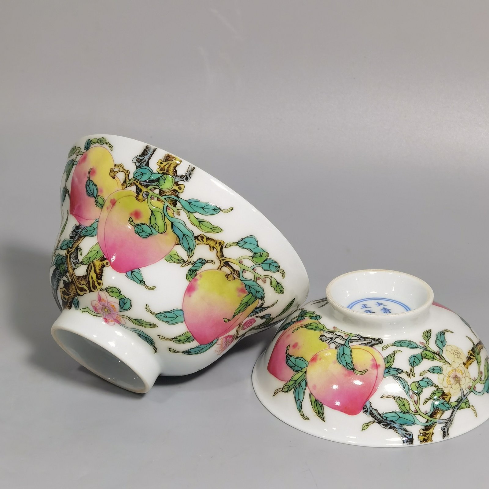 Qing Dynasty Yongzheng Pastel eight peach and five blessing patterns