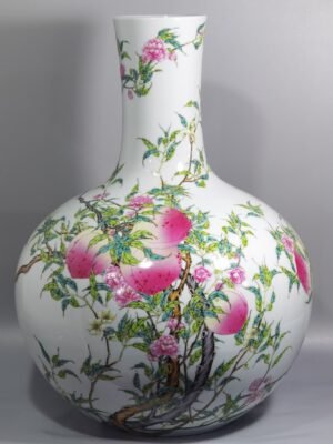 Qing Dynasty Yongzheng famille rose eight peach celestial sphere vase