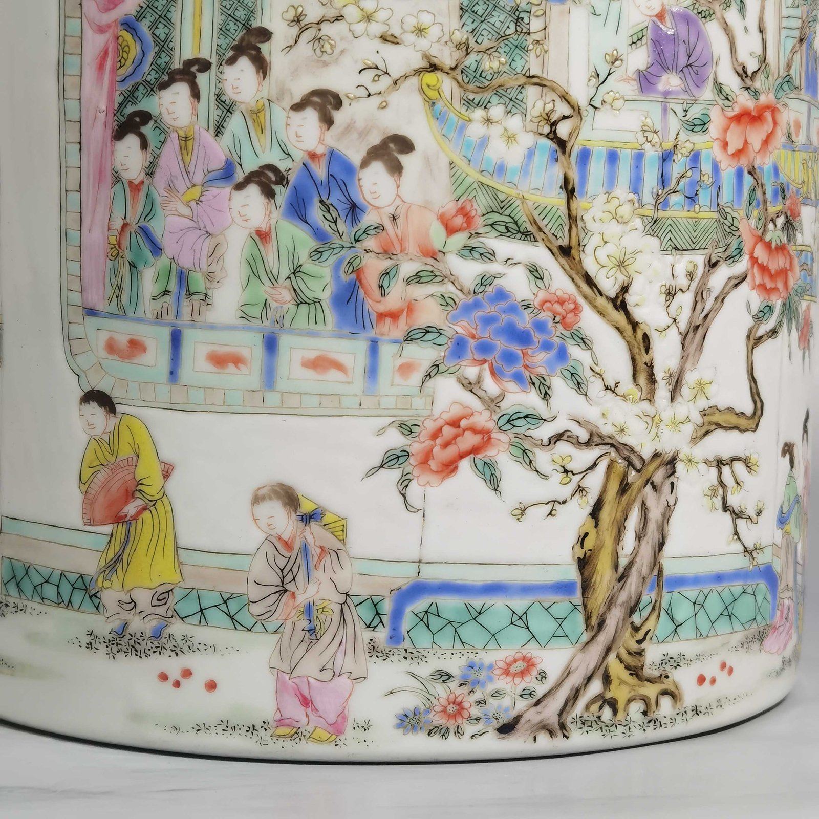 Qing Dynasty Yongzheng pastel painting of fruit-throwing car
