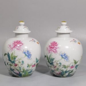 Qing Dynasty Yongzheng pastel poppy poppy poem-covered jar