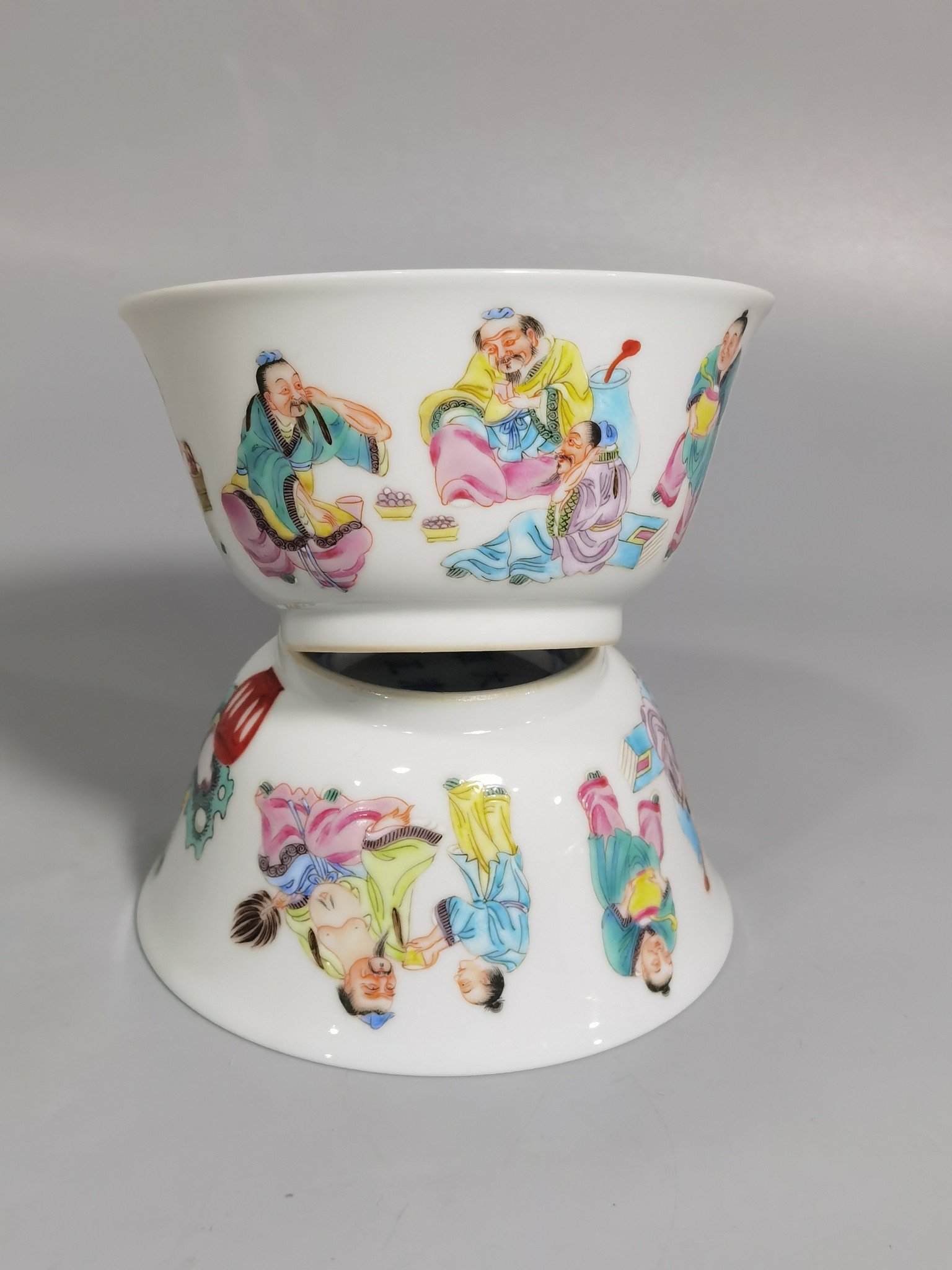 Qing Dynasty Yongzheng pair of pastel Gao Shiya collection cups