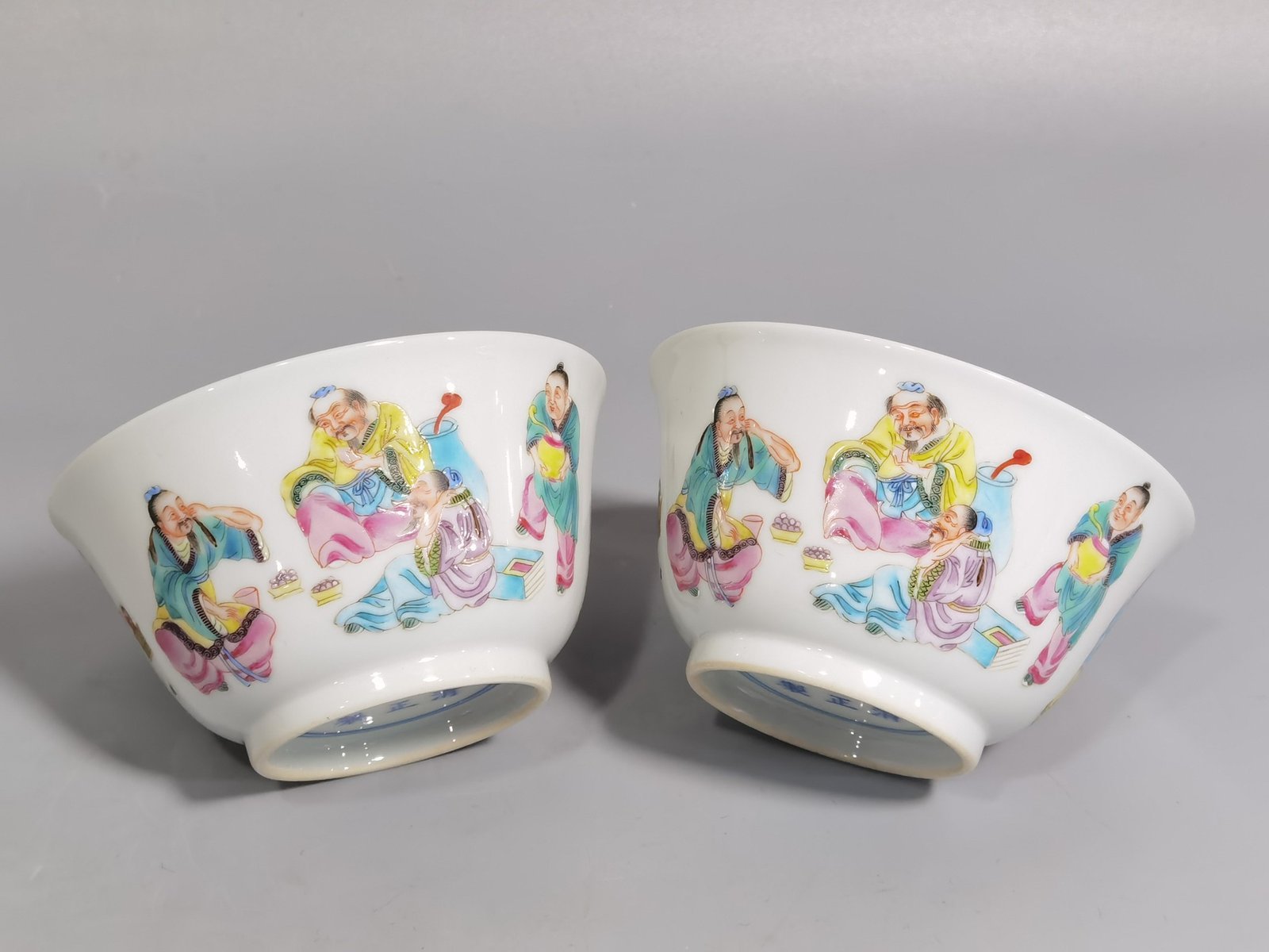Qing Dynasty Yongzheng pair of pastel Gao Shiya collection cups