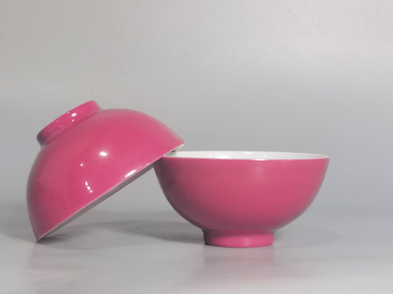 Qing Dynasty Yongzheng pair of carmine red glaze cups