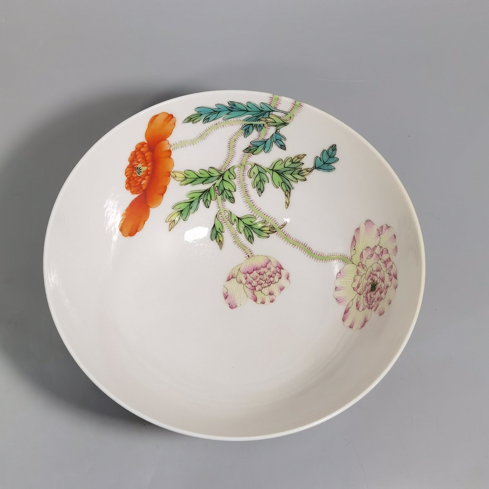 Qing Dynasty Yongzheng Pastel pink poppy bowl