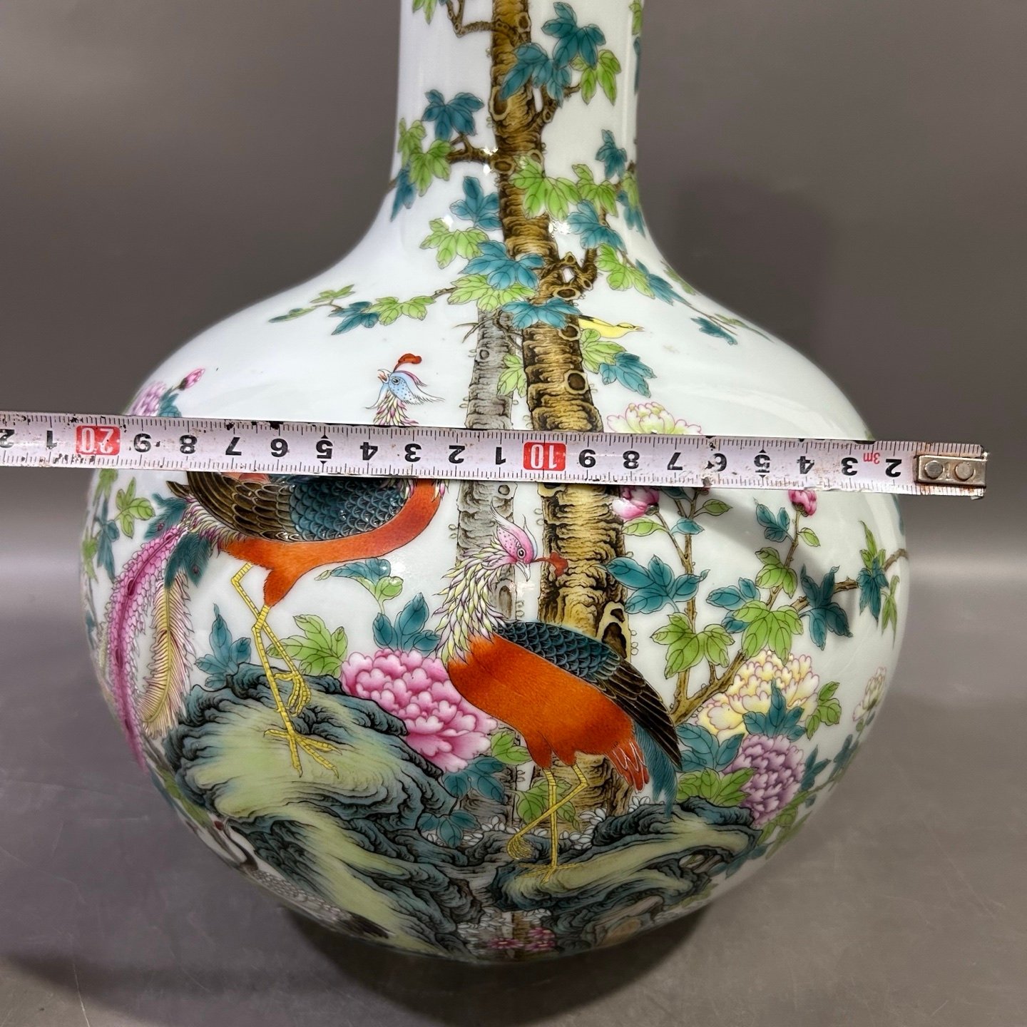 Qing Dynasty Yongzheng Pastel Phoenix and Peony Celestial Sphere