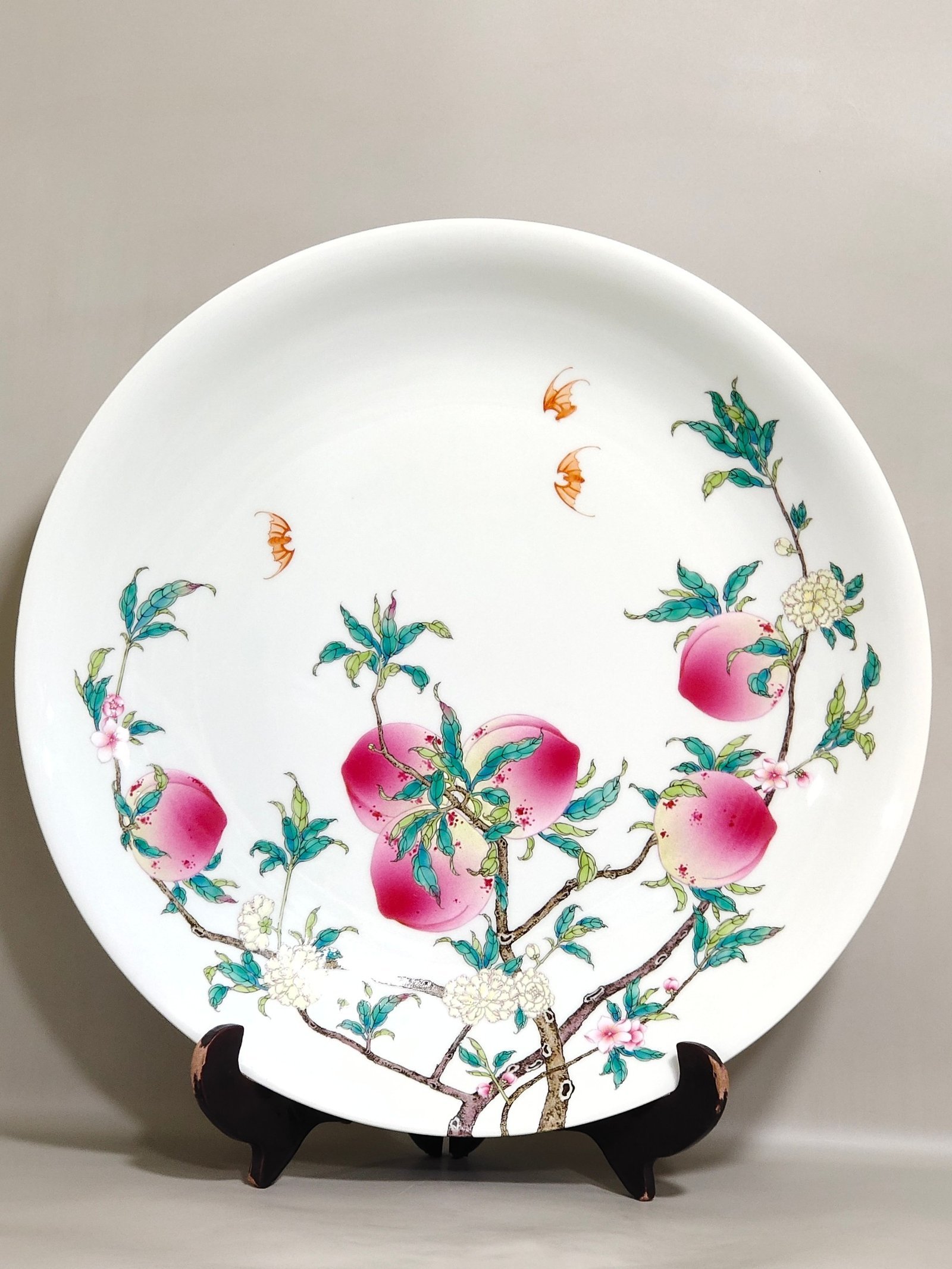 Qing Dynasty Yongzheng large famille rose painting with branches