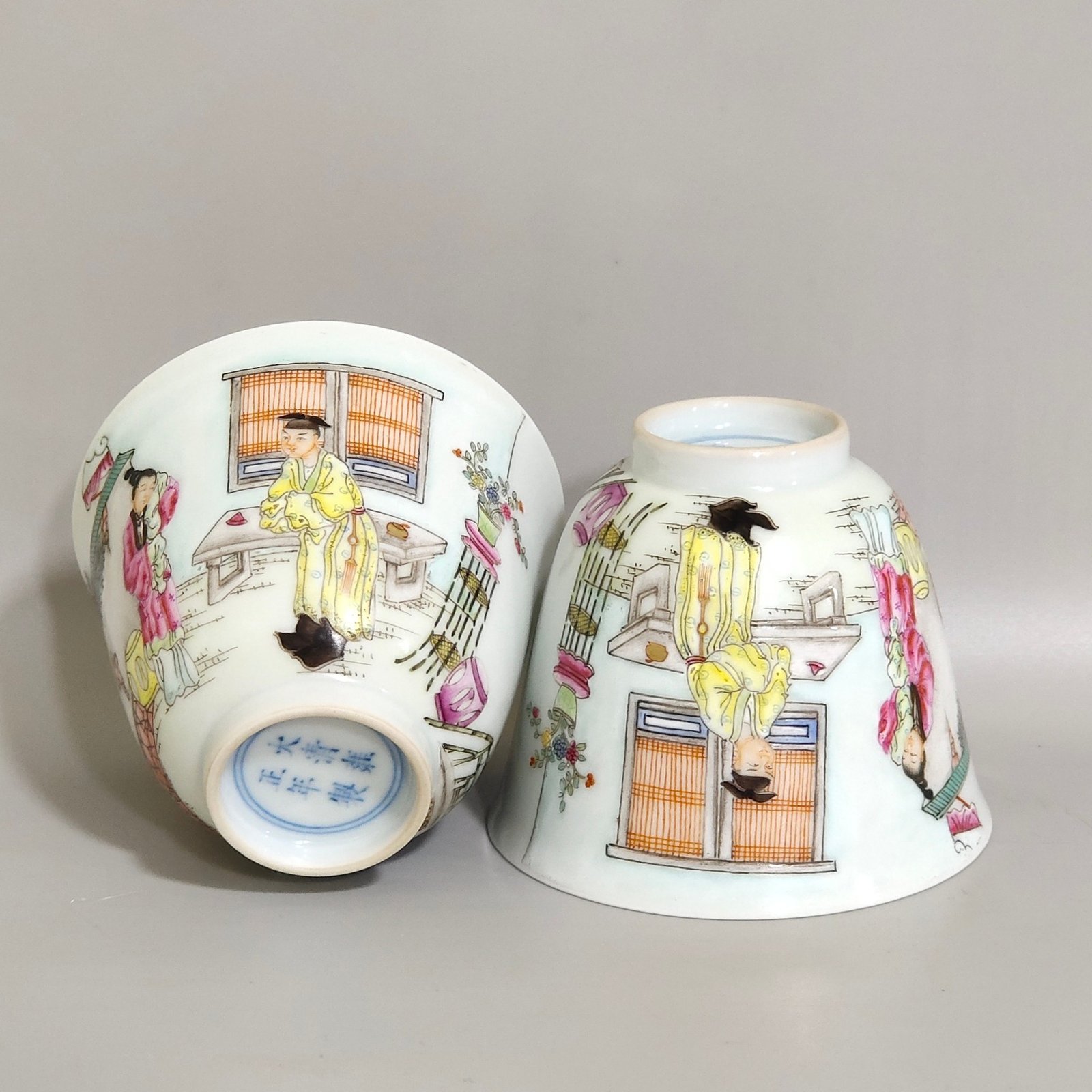 Qing Dynasty Yongzheng Romance of the West Chamber character story cup