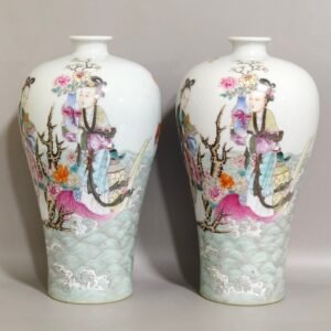 Qing Dynasty Yongzheng Mushrooms and longevity plum vase