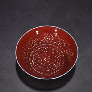 Yuan Dynasty red glaze with tangled branches and floral patterns bowl