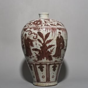 Yuan Dynasty underglaze red plum vase with character story pattern
