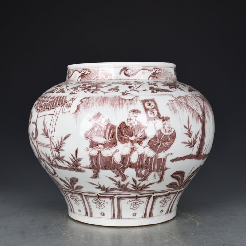 Yuan Dynasty glaze red character story jar