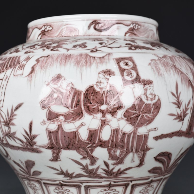 Yuan Dynasty glaze red character story jar