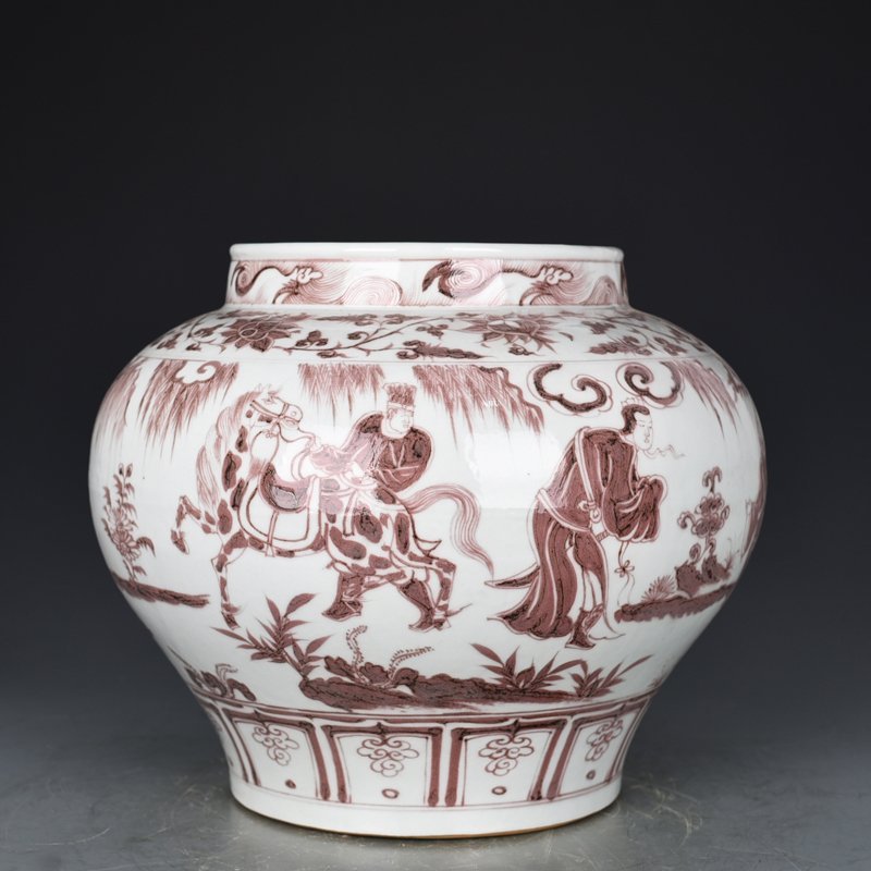 Yuan Dynasty glaze red character story jar